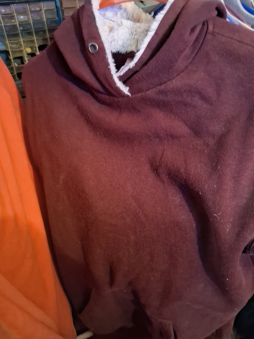 Men's Hooded Pullover Shirt in Deep Maroon